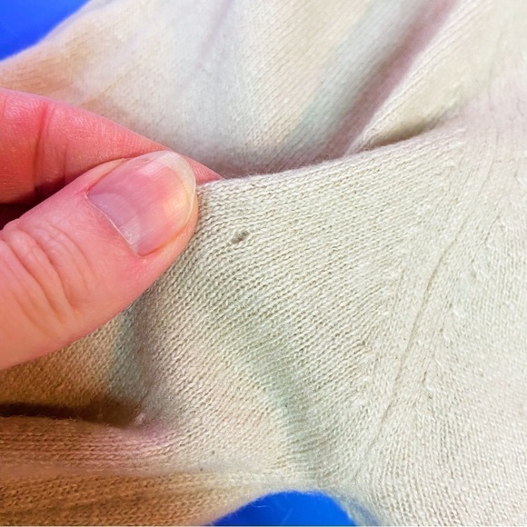 CynLes cashmere lace taupe covered button cardigan sweater 50s 60s collar snaps - Picture 11 of 13